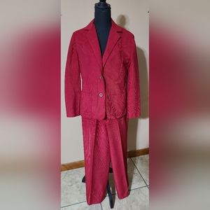 Vintage Center Stage West Red/Burgundy Coyduroy Woman's Suit Size 6/8 Petite
